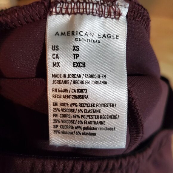 American Eagle Outfitters Pants Mens XS Burgundy Red Polyester Joggers - Picture 4 of 11